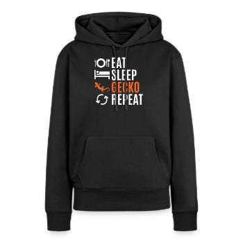 Gecko - Frauen Premium Bio Hoodie - Schwarz - Vorne - Julia (174cm)