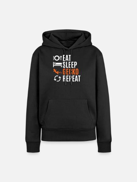 Gecko - Frauen Premium Bio Hoodie - Schwarz