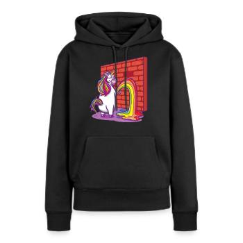 Licorne fait pipi arc-en-ciel - Sweat à capuche Premium bio Femme - noir - Devant - Julia (174cm)