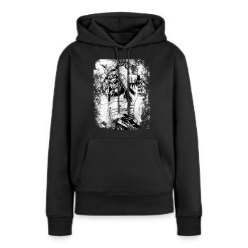 Chemise samouraï vintage japon 7 vertus samouraï - Sweat à capuche Premium bio Femme - noir - Devant - Julia (174cm)