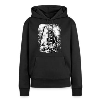 Chemise de guerrier samouraï rétro 7 vertus japon - Sweat à capuche Premium bio Femme - noir - Devant - Julia (174cm)