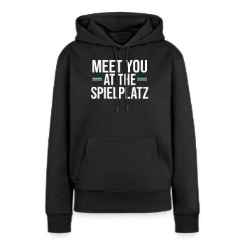 Rendez-vous au terrain de jeux - Sweat à capuche Premium bio Femme - noir - Devant - Julia (174cm)