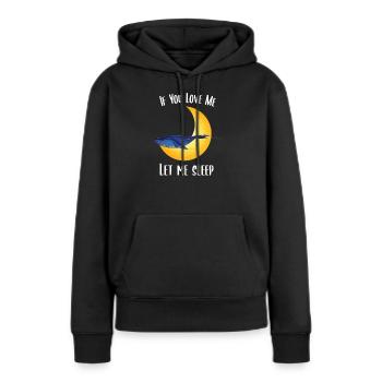 Si tu m'aimes laisse moi dormir baleine - Sweat à capuche Premium bio Femme - noir - Devant - Julia (174cm)