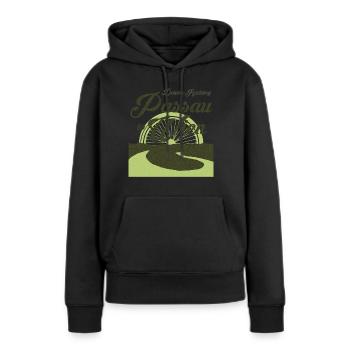Donau-Radweg - Von Passau nach Wien - Frauen Premium Bio Hoodie - Schwarz - Vorne - Julia (174cm)