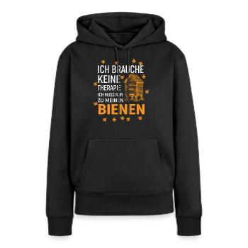 Lustiger Bienen Imker Spruch Therapie - Geschenk - Frauen Premium Bio Hoodie - Schwarz - Vorne - Julia (174cm)