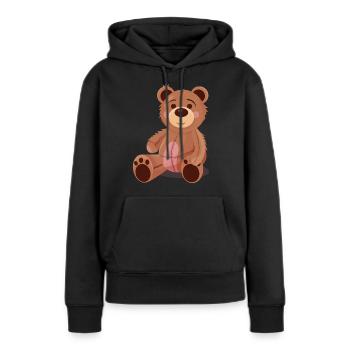 TShirt süßer Stofftier Bär Bärchen Stoffbär - Frauen Premium Bio Hoodie - Schwarz - Vorne - Julia (174cm)