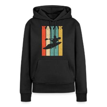 Vertikale Streifen des Wildwasserkajaks - Frauen Premium Bio Hoodie - Schwarz - Vorne - Julia (174cm)