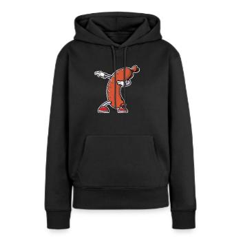 Saucisse saucisse saucisse Saucisses Hot Dog Rouge - Sweat à capuche Premium bio Femme - noir - Devant - Julia (174cm)