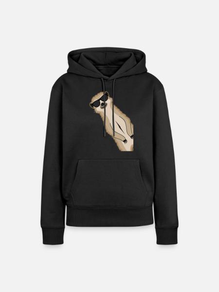 Erdmännchen Sonnenbrille Lustig Geschenk tiere - Frauen Premium Bio Hoodie - Schwarz