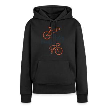 Tauern-Radweg - Frauen Premium Bio Hoodie - Schwarz - Vorne - Julia (174cm)