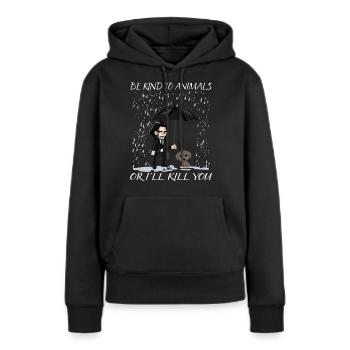 Soyez gentil avec les animaux amoureux des chiens amoureux des animaux amoureux des animaux - Sweat à capuche Premium bio Femme - noir - Devant - Julia (174cm)