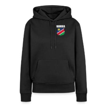 Namibia - Frauen Premium Bio Hoodie - Schwarz - Vorne - Julia (174cm)