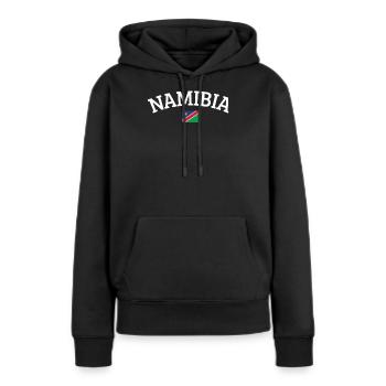 Namibia - Frauen Premium Bio Hoodie - Schwarz - Vorne - Julia (174cm)