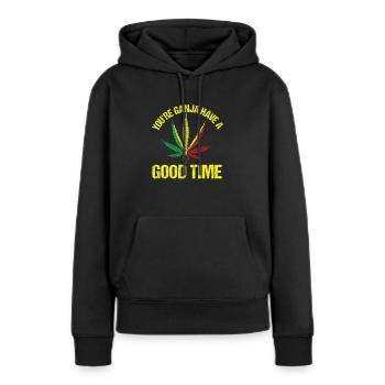 Marijuana - Ganja passe un bon moment - Reggae - Sweat à capuche Premium bio Femme - noir - Devant - Julia (174cm)