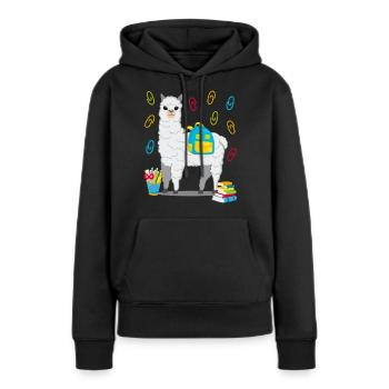 Lama Alpaka Einschulung Schulbeginn Geschenk 2020 - Frauen Premium Bio Hoodie - Schwarz - Vorne - Julia (174cm)