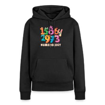 Numéros de diseuse de bonne aventure Numérologie Fortune - Sweat à capuche Premium bio Femme - noir - Devant - Julia (174cm)