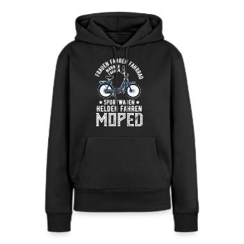 Moped Mofa Simson DDR Roller Biker Geschenkidee - Frauen Premium Bio Hoodie - Schwarz - Vorne - Julia (174cm)