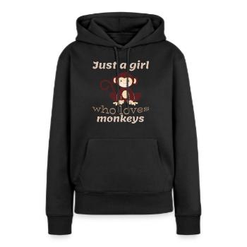 Juste une fille qui aime les singes singe bébé enfant - Sweat à capuche Premium bio Femme - noir - Devant - Julia (174cm)