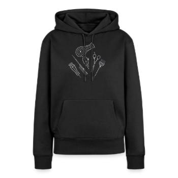 Coiffeur coiffeur tablier strass peigne ciseaux H - Sweat à capuche Premium bio Femme - noir - Devant - Julia (174cm)