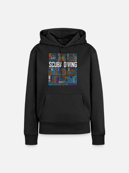 Mots de plongée sous-marine - Sweat à capuche Premium bio Femme - noir