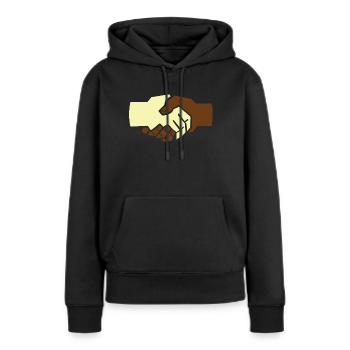 Anti-racisme contre la liberté d'expression de droite - Sweat à capuche Premium bio Femme - noir - Devant - Julia (174cm)