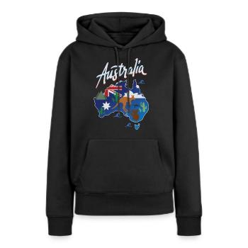 Reise Australien Spaß Aussie Karte Geschenk Design-Idee - Frauen Premium Bio Hoodie - Schwarz - Vorne - Julia (174cm)