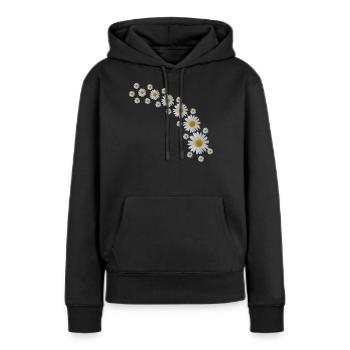 Marguerites Ranke, fleurs blanches, fleurs, floral, - Sweat à capuche Premium bio Femme - noir - Devant - Julia (174cm)