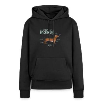 Anatomie eines Dackelprodukts - Frauen Premium Bio Hoodie - Schwarz - Vorne - Julia (174cm)