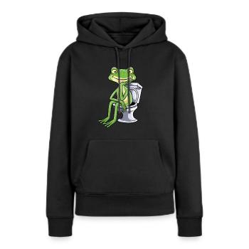 Frosch Klo Kacken Toilette - Frauen Premium Bio Hoodie - Schwarz - Vorne - Julia (174cm)