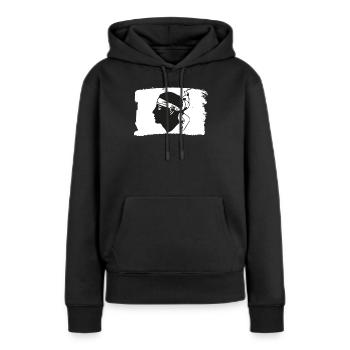 Drapeau corse drapeau - Sweat à capuche Premium bio Femme - noir - Devant - Julia (174cm)