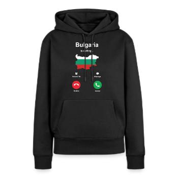 Bulgarie - Sweat à capuche Premium bio Femme - noir - Devant - Julia (174cm)
