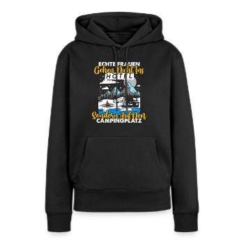 Frauen Camping Wohnmobil Wohnwagen Campingplatz - Frauen Premium Bio Hoodie - Schwarz - Vorne - Julia (174cm)