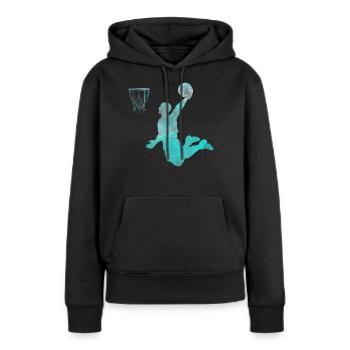 Joueur de basket-ball - Sweat à capuche Premium bio Femme - noir - Devant - Julia (174cm)