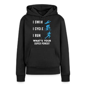 Triathlète - Sweat à capuche Premium bio Femme - noir - Devant - Julia (174cm)