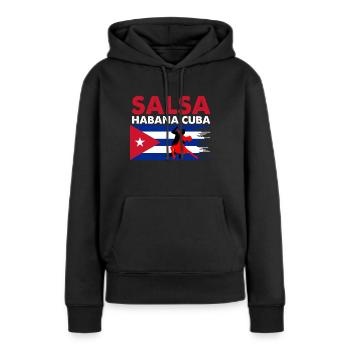 Salsa Havanna Kuba - Frauen Premium Bio Hoodie - Schwarz - Vorne - Julia (174cm)
