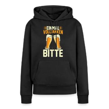 Lustiger Bier Spruch - EINMAL VOLLTANKEN BITTE - Frauen Premium Bio Hoodie - Schwarz - Vorne - Julia (174cm)