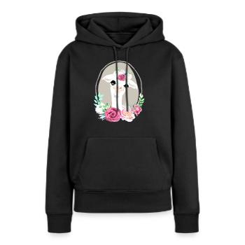 Idée de cadeau d'anniversaire Lama Flower Power - Sweat à capuche Premium bio Femme - noir - Devant - Julia (174cm)