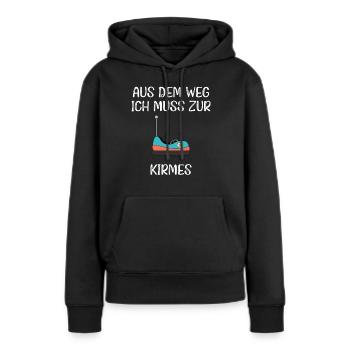 Aus dem Weg ich muss zur Kirmes - Frauen Premium Bio Hoodie - Schwarz - Vorne - Julia (174cm)