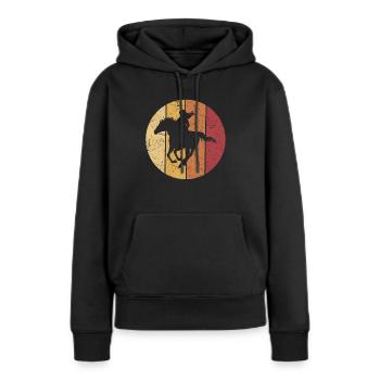Les chevaux cavaliers adorent - Sweat à capuche Premium bio Femme - noir - Devant - Julia (174cm)