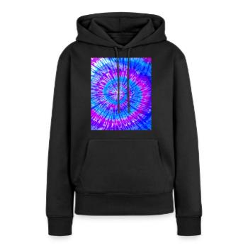 Abstract Pattern Colorful Batik Purple Blue - Women’s Premium Organic Hoodie - black - Front - Julia (174cm)