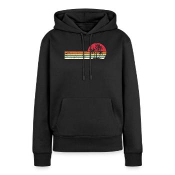 Palme Retro-Art tropischer Strand Pazifik - Frauen Premium Bio Hoodie - Schwarz - Vorne - Julia (174cm)