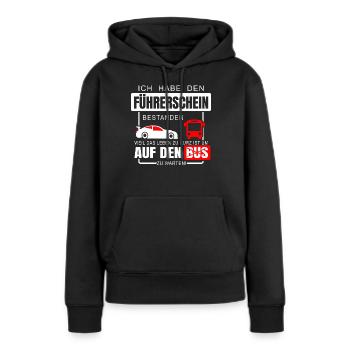 Ich hab den Führerschein bestanden - Frauen Premium Bio Hoodie - Schwarz - Vorne - Julia (174cm)