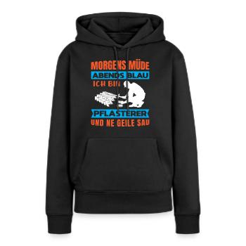 Pflasterer Steinleger Pflästerer Bau Pflastern - Frauen Premium Bio Hoodie - Schwarz - Vorne - Julia (174cm)