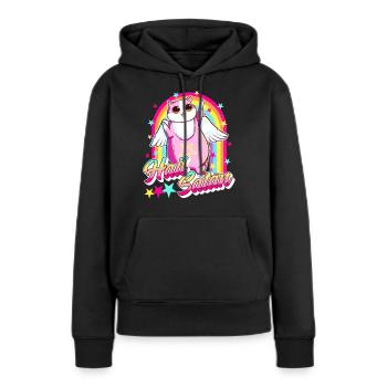 Netter Hagel Satan Katze Regenbogen Kitty Heavy Metal - Frauen Premium Bio Hoodie - Schwarz - Vorne - Julia (174cm)