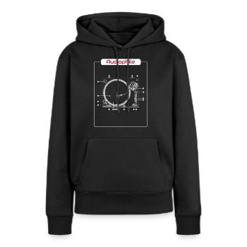 Audiophile Haut de gamme HiFi Turntable Musique Tshirt - Sweat à capuche Premium bio Femme - noir - Devant - Julia (174cm)