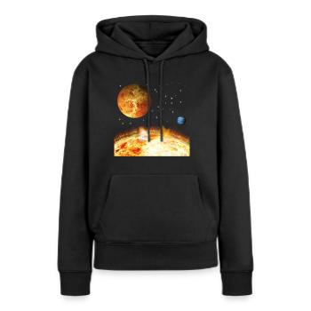 Weltraum - Frauen Premium Bio Hoodie - Schwarz - Vorne - Julia (174cm)