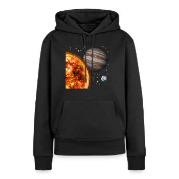 Weltraum - Frauen Premium Bio Hoodie - Schwarz - Vorne - Julia (174cm)