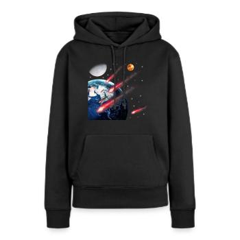 espace - Sweat à capuche Premium bio Femme - noir - Devant - Julia (174cm)