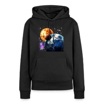 univers - Sweat à capuche Premium bio Femme - noir - Devant - Julia (174cm)