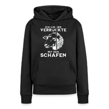 Schaf Schafhalter - der verrückte mit den Schafen - Frauen Premium Bio Hoodie - Schwarz - Vorne - Julia (174cm)